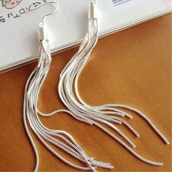 New Tassel Dangle Silver Earrings - Picture 2 of 6